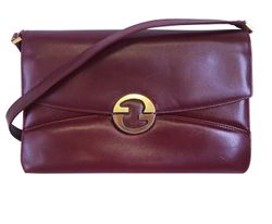 Gucci Vintage 70's GG Lock Shoulder Bag, Leather, Burgundy, 3